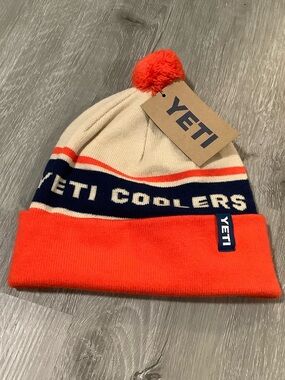Yeti coolers orange Pom Pom beanie hat